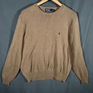 VTG Polo Ralph Lauren Sweater Mens XL Tan Knit Heavy Fisherman Preppy Pony Logo